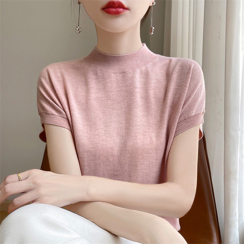 秋冬新款半高领毛衣女时尚纯色简约百搭针织衫,女装羊毛衫,暖圣羊羊绒