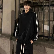 秋季380克全棉宽松条纹拉链套头卫衣立领POLO衫外套AH914-P42，男装Polo衫，四季星座610B