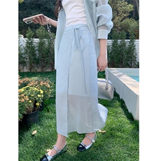 蓝色休闲时尚套装女2025夏季新款气质一整套穿搭衬衫半身裙两件套，女装套装/套裙，2C107