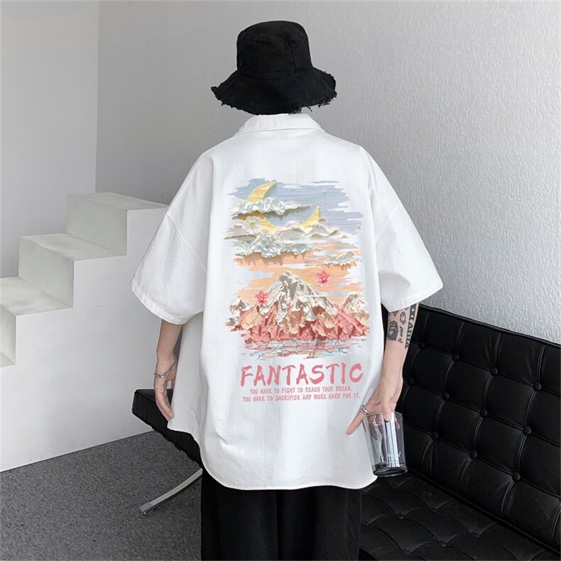 电商DSA028-MDSP846P38夏季新款港风百搭潮流印花短袖衬衫男,男装T恤,电商A028