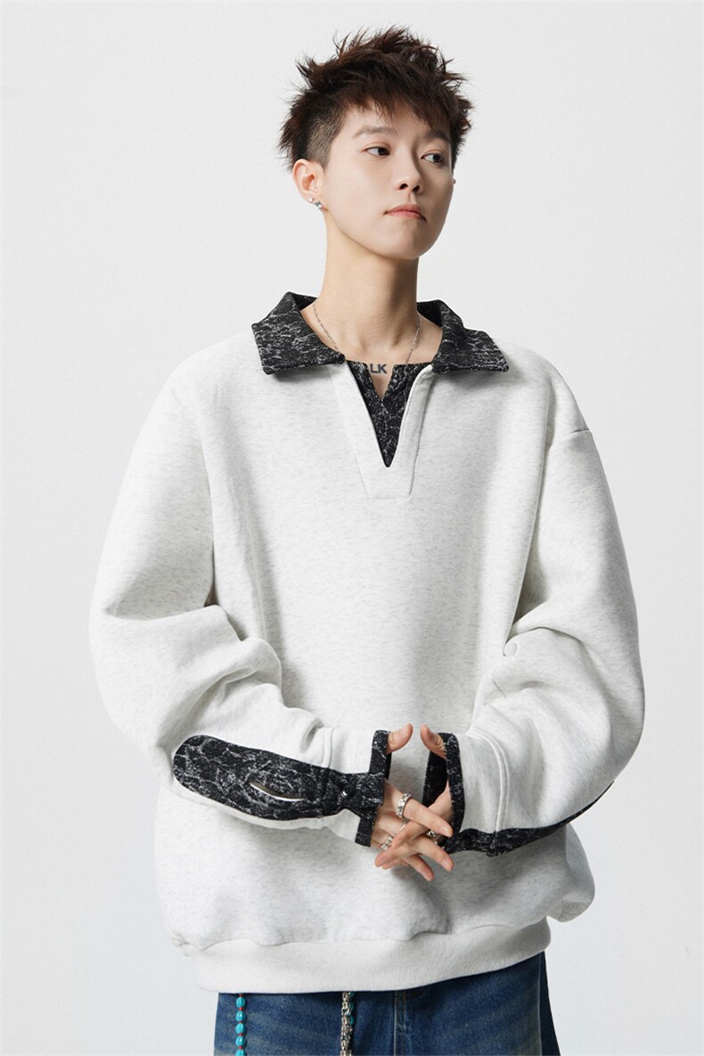 WY10173-特批50加绒P60美式重磅绒感V领卫衣大码撞色上衣外套,女装短外套,电商A059