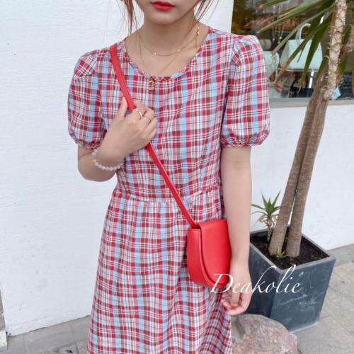 格子连衣裙，女装连衣裙，德咔俪