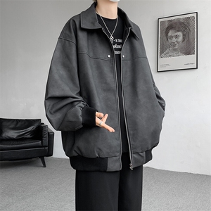 8XL-M春季皮衣外套男痞帅高级感美式复古翻领皮夹克上衣JK006P95图片