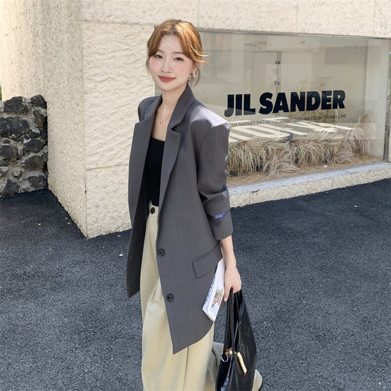 210-3283-P145-k208韩版灰色休闲西装2025年秋季,女装西装,韩蜜菓