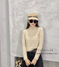 秋季新款 欧货植绒磨毛半高领蕾丝打底衫 高端镂空网纱上衣，其它，tutucolor(1F)