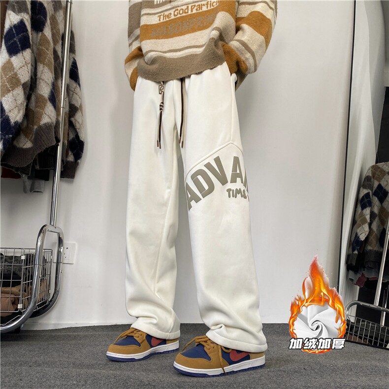 INS冬季菠萝格加绒宽松休闲卫裤发泡印花B315-K23404JR-p55控68,男装休闲裤,电商B315