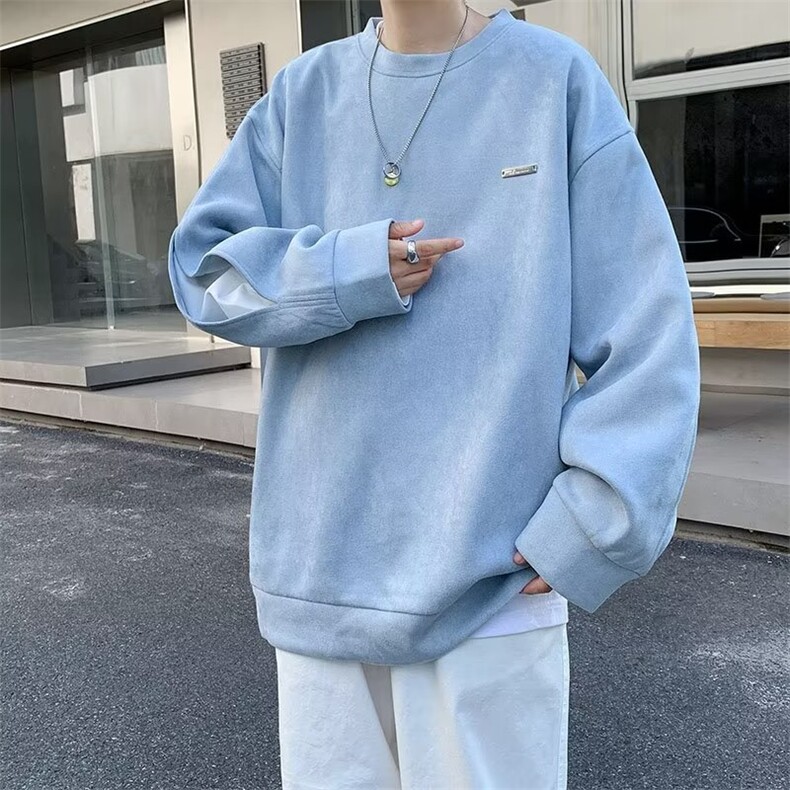 鹿皮绒卫衣男潮ins港风潮流圆领W019P52,男装卫衣,星座1116-2