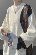 现货WY10169-特P50新中式重磅圆领拼接长袖套头上衣大码卫衣外套，女装短外套，电商A059