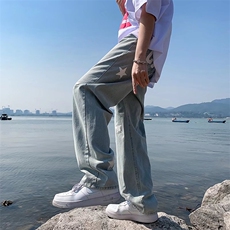 新款时尚潮男百搭宽松牛仔裤，男装牛仔裤，四季星座218-1