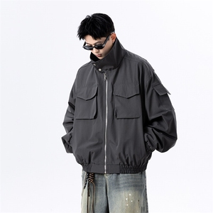 春季港风日系复古纯色贴袋拼接款翻领夹克男 XZ213-JK18-P88控118图片