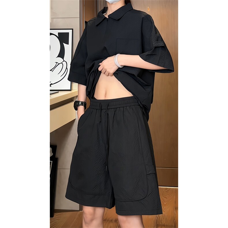 量大优供视频泡泡纱polo衫套装短袖短裤男XH77TZ-特P50,男装牛仔裤,电商B367