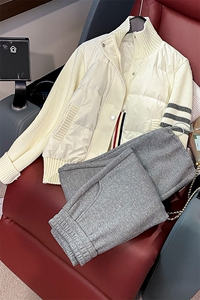经典百搭复古针织拼接立领加厚棉服潮图片