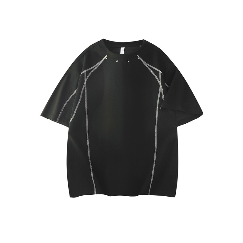 夏季新款港风宽松小众设计感圆领短袖T恤男潮XZ213-TX09-P40控68,男装T恤,星座213