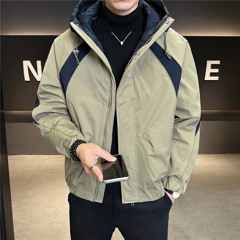 M-3XLB3532559P220黑色2025连帽冬季男士拼接羽绒服加厚外套,男装羽绒服,电商B353