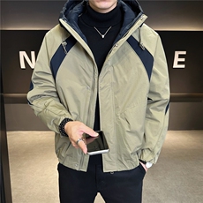 M-3XLB3532559P220黑色2025连帽冬季男士拼接羽绒服加厚外套，男装羽绒服，电商B353