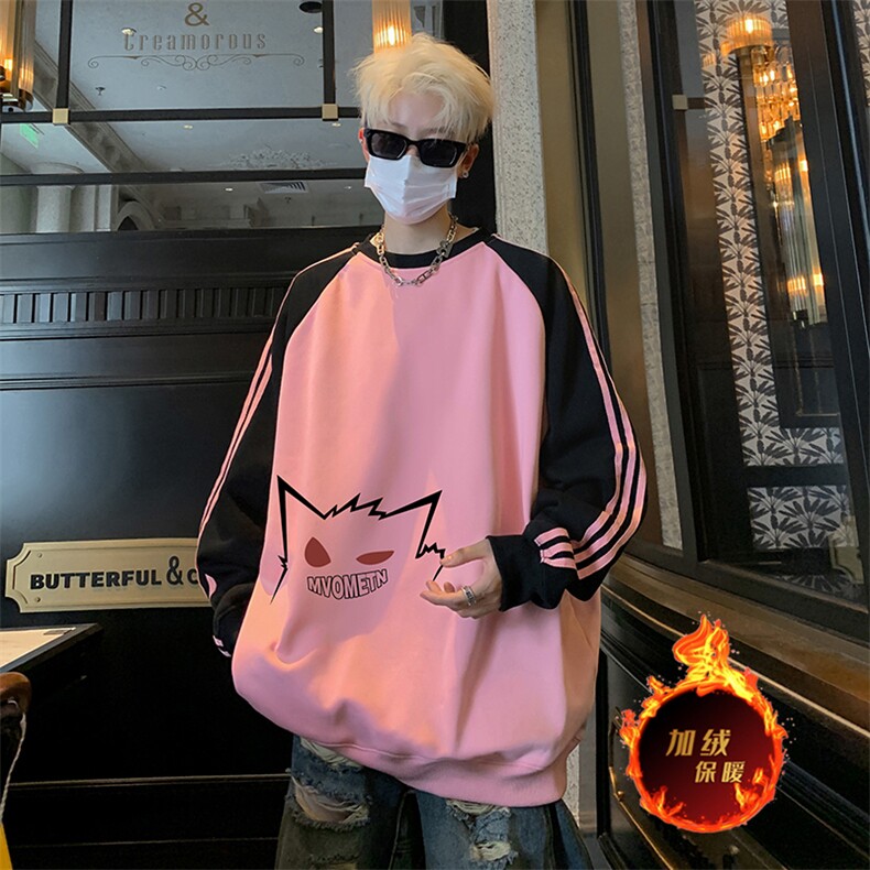 抖音得物供货提供视频秋冬重磅美式宽松织带圆领卫衣07157,男装卫衣,电商A486