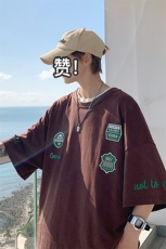 1图案已注册港风日系休闲情侣大码M-5XL风短袖DT7638P30控48，男装T恤，星座226-2