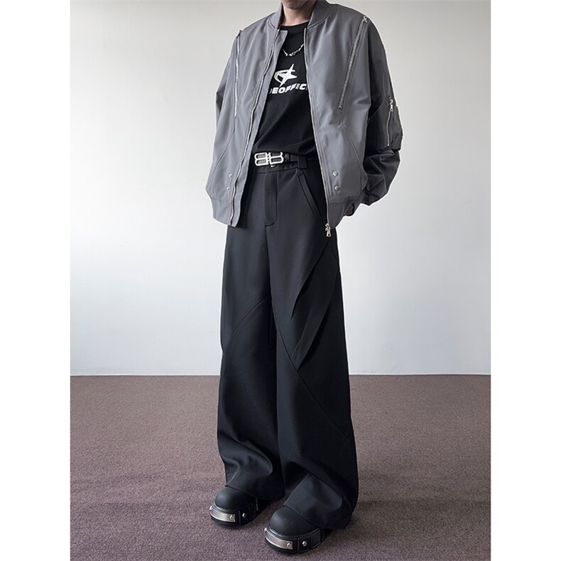 港风cleanfit解构休闲裤西裤微喇长裤A014-DY25017-P60控88,男装西裤,电商A014