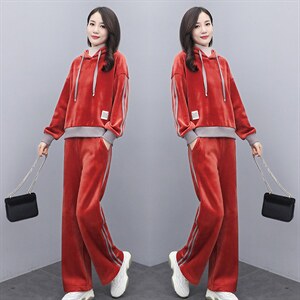 2025秋冬季时尚休闲运动套装连帽两件套图片