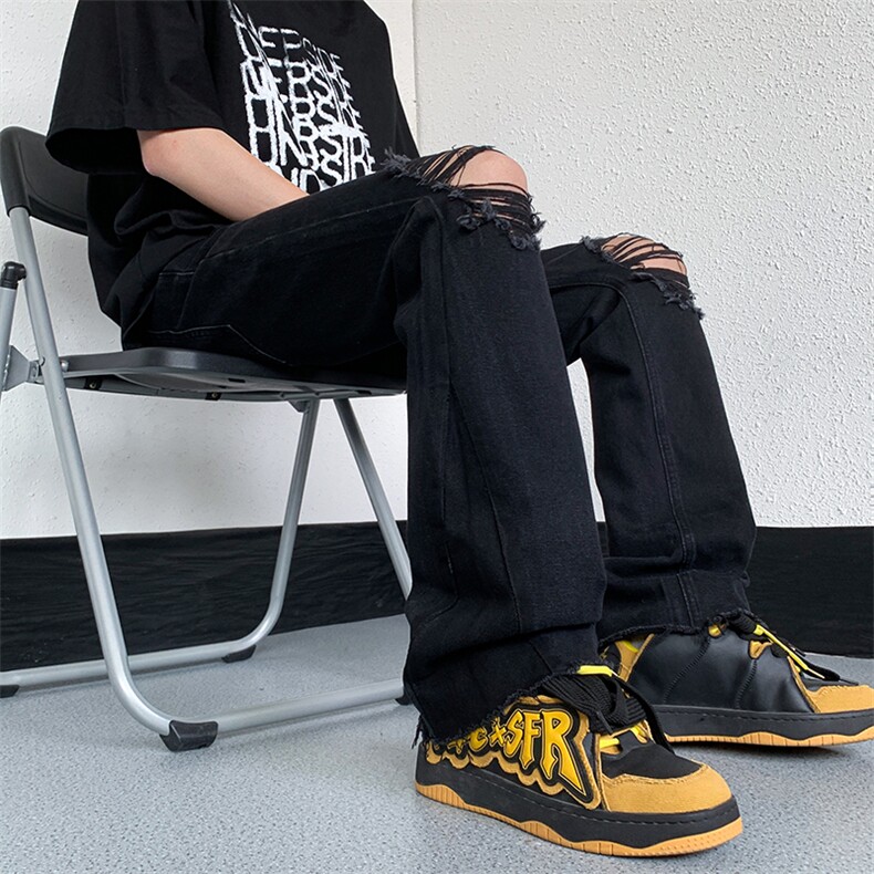 美式高街ins小众破洞牛仔裤货号K751P60,男装牛仔裤,电商A063