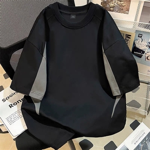 300克得物重磅100纯棉宽松撞色短袖结构感拼接T恤男 RH5030-特P35图片