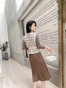 星雨阁2021秋冬款马甲两件套连衣裙 现货图片
