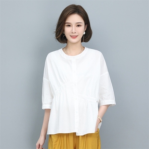 时尚拼接短袖衬衫女夏季新款宽松显瘦百搭上衣气质简约休闲衬衣图片