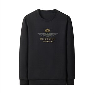 圆领卫衣春秋季新款宽松百搭长袖衣服中青年男士潮流休闲纯色男装图片