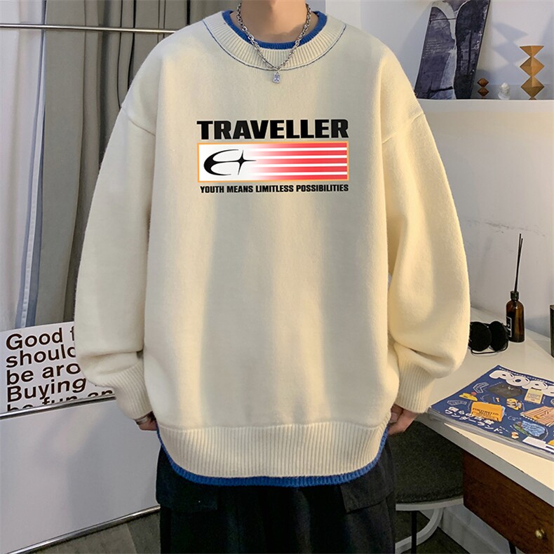 假两件毛衣男大码加绒针织衫男毛线衣M80362-P55加绒P70,男装针织衫/毛衣,电商A040