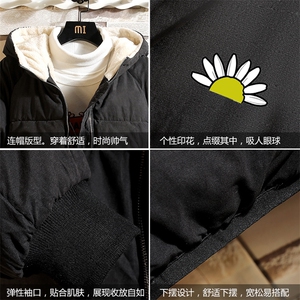 MY16089-P100 加厚加绒连帽衣男大码服男面包服男 砖墙挂拍图片