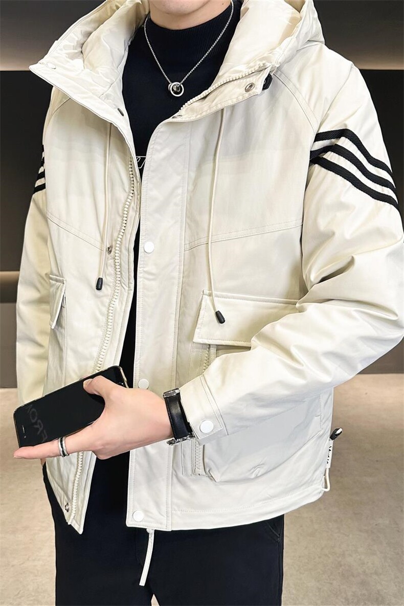 DS-A225-66851冬季新款男士连帽标羽绒服休闲潮流百搭保暖上衣,男装羽绒服,电商A225