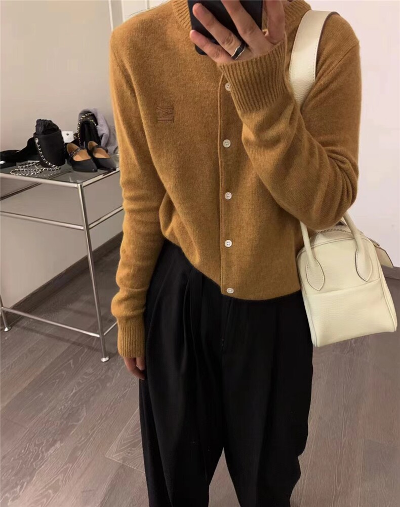 薄款衣服女圆领毛衣外套短款针织开衫长袖内搭打底衫,针织衫/毛衣,半城羊绒