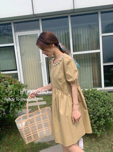 现货，夏季新款，素色韩版娃娃裙，女装，HTYX(6F)