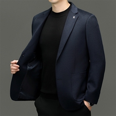 2025高端中年绵羊毛西服男秋款羊毛双面呢西服外套中老年西装，男装西服，钱塘723