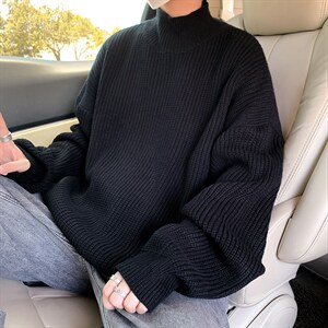 慵懒风套头毛衣春秋季韩版潮牌纯色圆领针织衫宽松百搭 M136-P40图片
