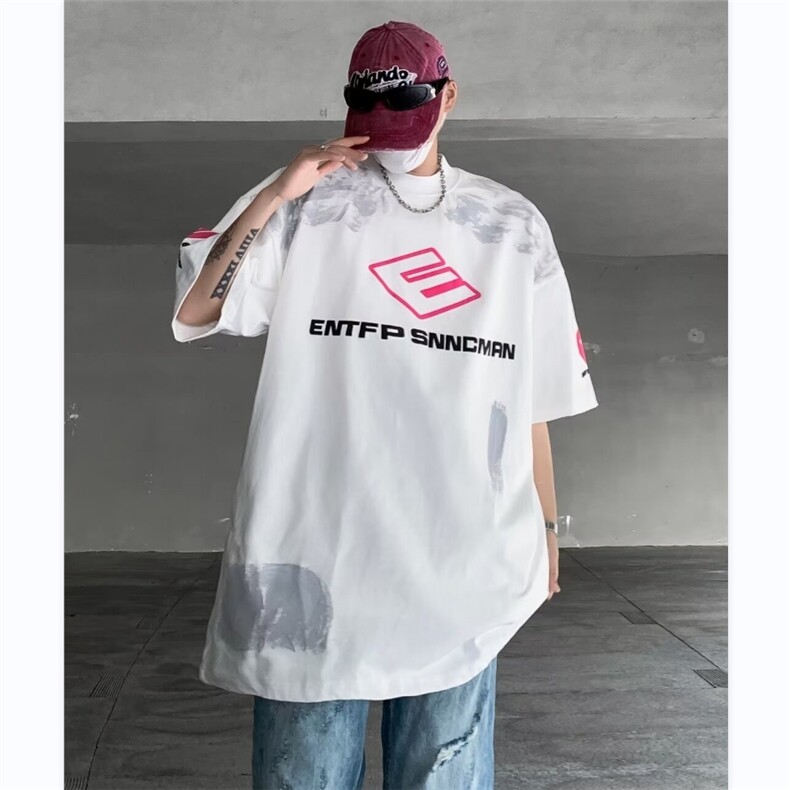 T恤男士韩版潮流短袖印花夏季宽松百搭2024新款ins体恤ST403-P33,男装T恤,星座412-2