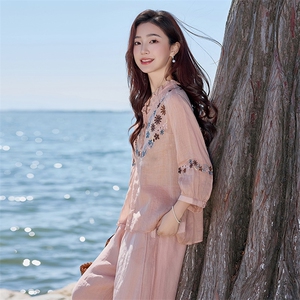 2026年夏季女短袖宽松亲肤透气薄常规苎麻图片