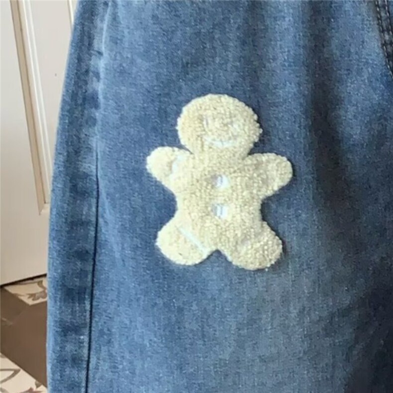 夏季趣味刺绣水洗牛仔短裤男美式街头宽松休闲百搭情侣直筒五分裤,男装牛仔裤,星座1210-1