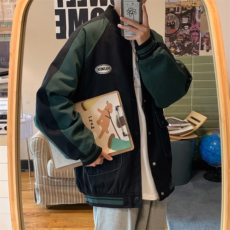 Wt42-P45美式拼色学院风棒球服夹克外套图片