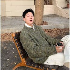 BX020-P61春季日系复古V领套头毛衣男潮牌慵懒风高级感情侣针织，男装针织衫/毛衣，电商B323A