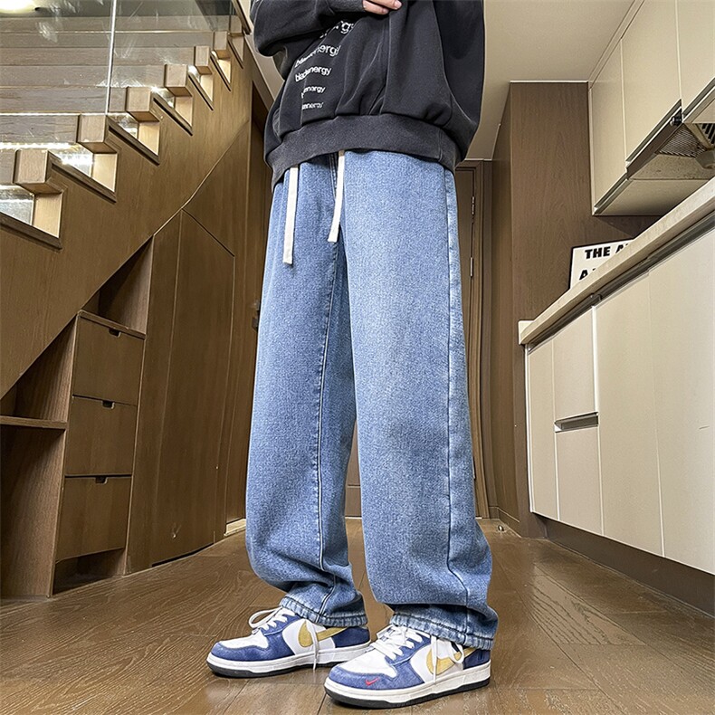 加绒加厚牛仔裤宽松直筒休闲裤KN12P40加绒P50,男装休闲裤,电商D325