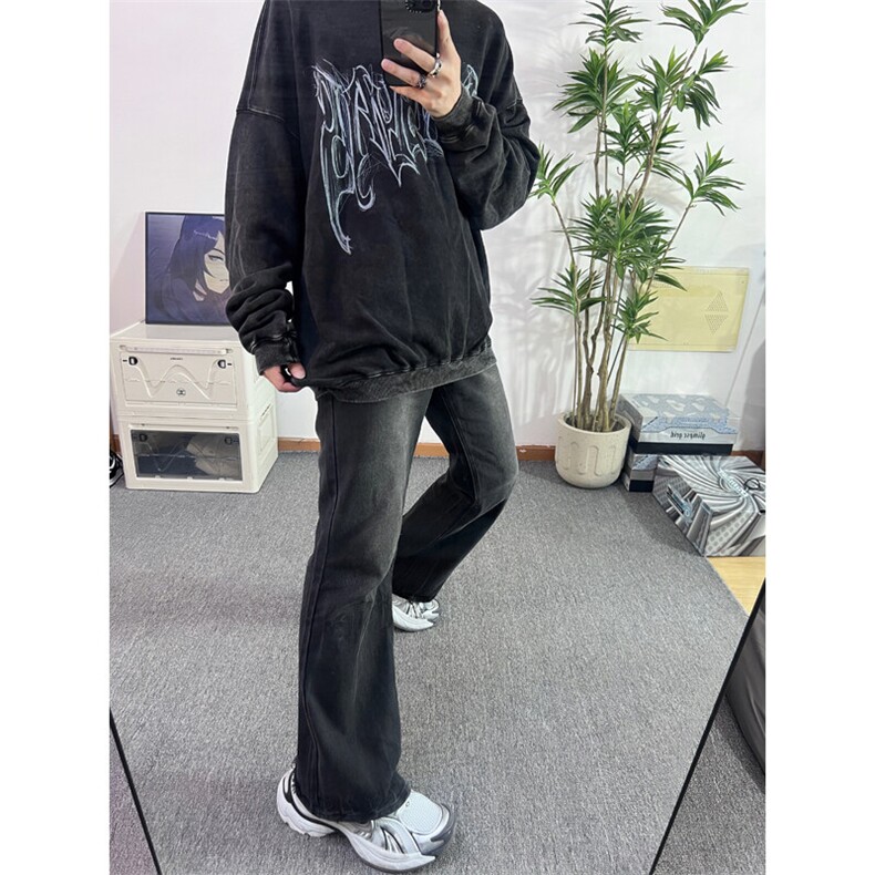 美式hiphop牛仔裤修身直筒微喇叭裤68,男装牛仔裤,星座310A-4