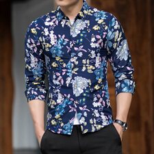 2021花衬衫男新款印花长袖衬衫男中青年休闲外套QT5030/7812p38，男装衬衫，电商A012