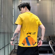 印花短袖男t恤韩版打底衫上衣服男生纯棉体恤衫夏季T，男装T恤，星座509