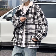 日系复古格子棉衣外套男冬季港风羊羔毛保暖休闲棉服棉袄J7820，男装夹克，星座1116A-1（原606A）