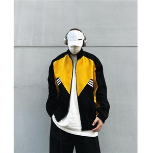 秋季直播400克重磅撞色拼接条纹运动开衫立领卫衣GW044-P70-控99