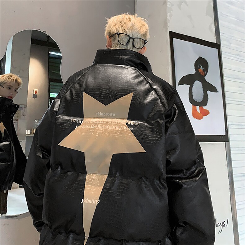 港风鳄鱼纹印花字母设计棉衣大码潮流休闲棉衣男MY77730P128控168，男装棉衣，星座227-7