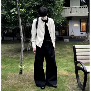 重磅秋冬男女北极绒开衫毛衣美式复古休闲慵懒风单排扣针织衫外套图片
