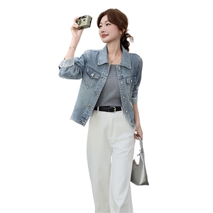 百搭长袖保暖时尚女短外套标准短款秋季女装薄款休闲春秋小个子图片