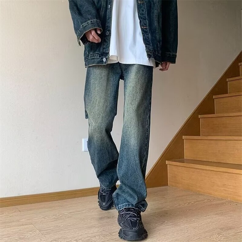 1506-1/KJG091高品质/P46美式复古蓝微喇牛仔裤男女百搭直筒裤,男装牛仔裤,星座1506-1